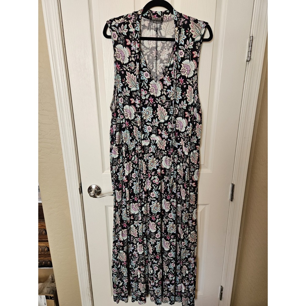 Lane Bryant Sleeveless V-Neck w/Tie Side Pockets Maxi Dress, Plus 22/24